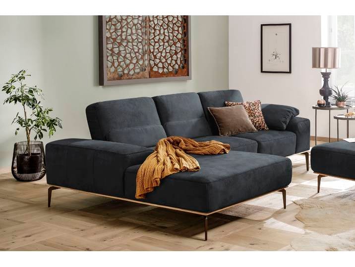 Ecksofa, Longlife Xtra-Leder Z73, Nachtschwarz, 279×178 cm, Mit Sitztiefenverstellung, Modern, W.SCHILLIG