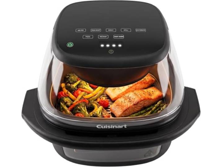 Cuisinart ClearView 3.8L Compact Glass Air Fryer, Simple Touch Control 3 year Guarantee I 5-in-1 Space saving design I Glass Basket & Lid I PFAS-free I Dishwasher safe