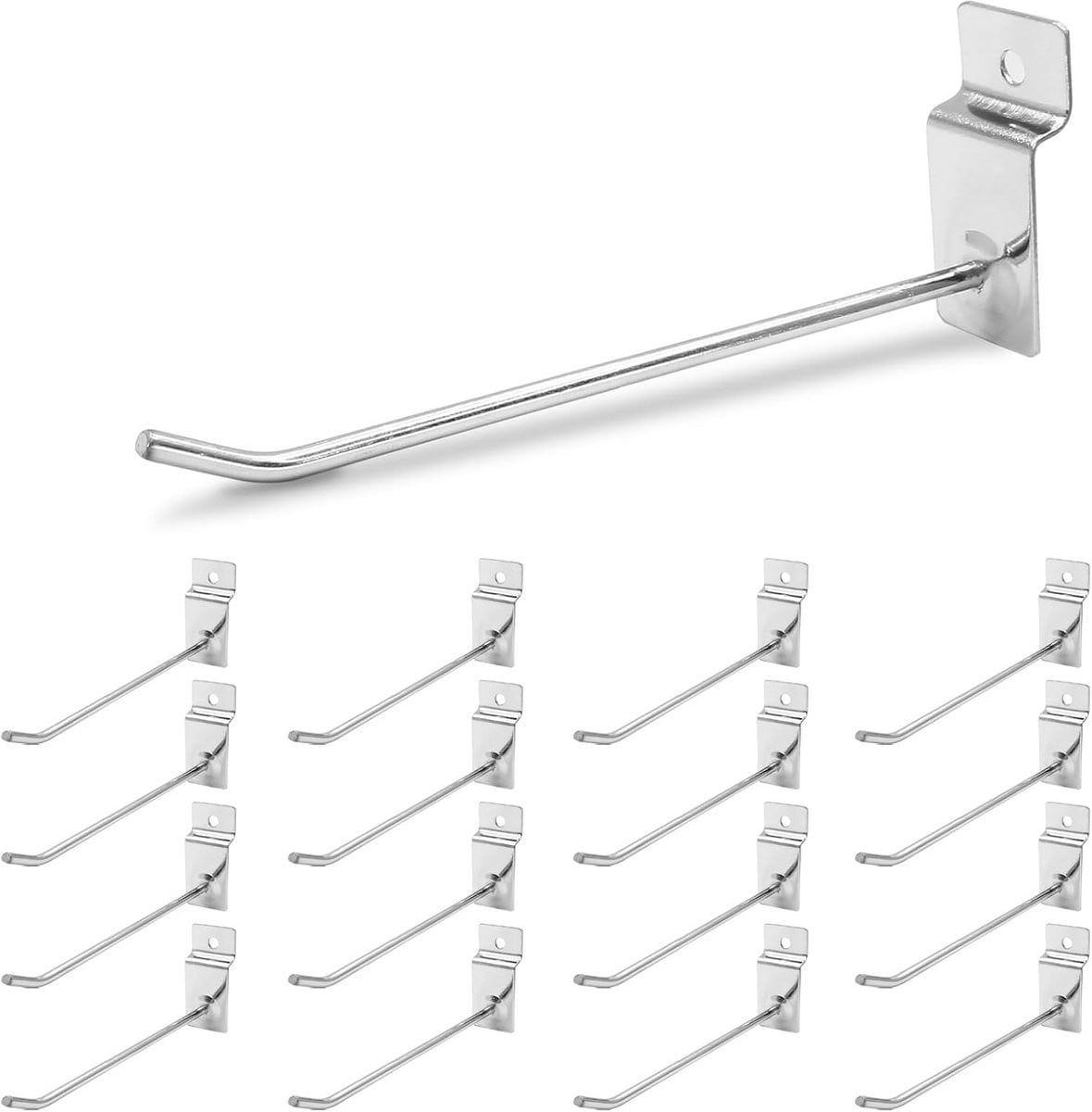 40 stuks Zilveren Lamellenwandhaken 10 cm - Metalen Paneelhaken voor Retail en Garage