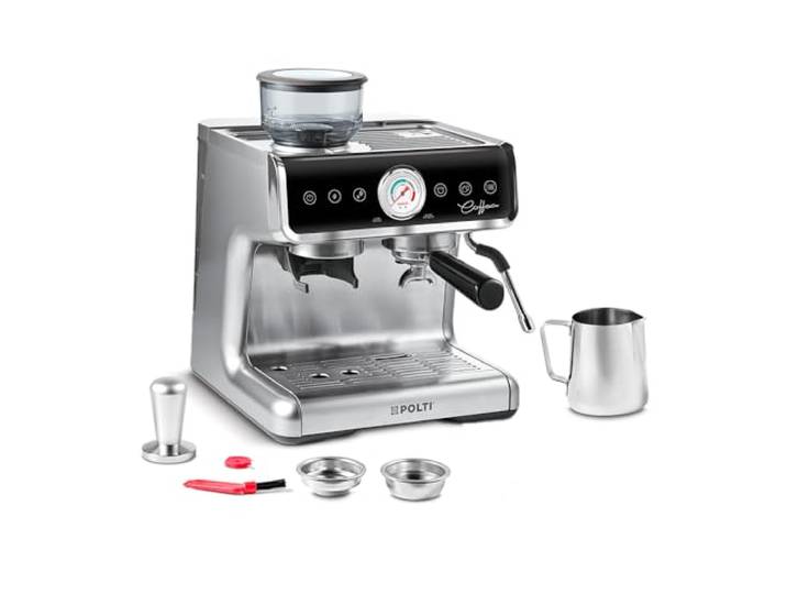 Polti Coffea G50S, Kaffeemaschine mit integriertem Mahlwerk für Espresso und Cappuccino