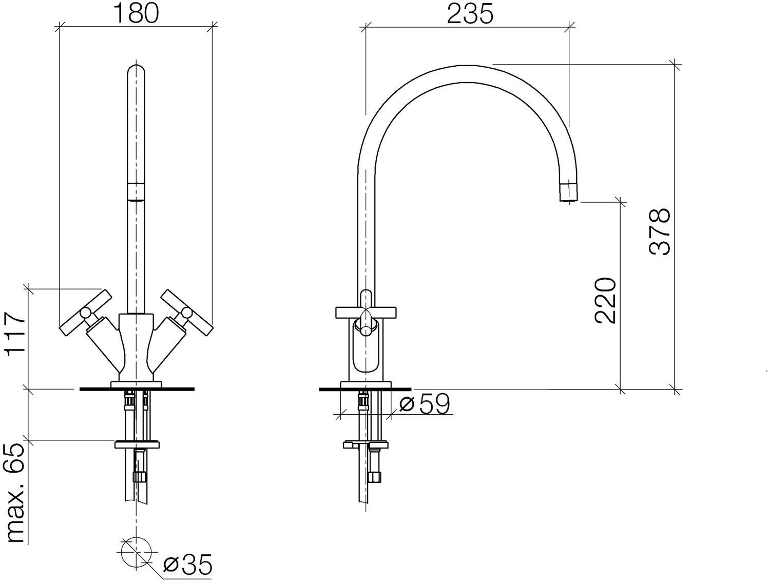 Dornbracht Tara. Spültisch-Einlochbatterie