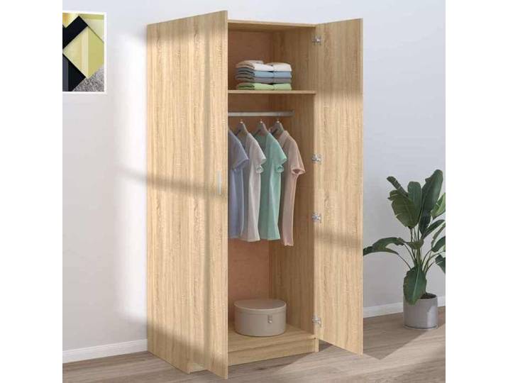 {January Sale}Garde-robe - armoire penderie Cabinet à chambre - meuble de rangement Chêne sonoma 80x52x180cm - Bois d'ingénierie 8