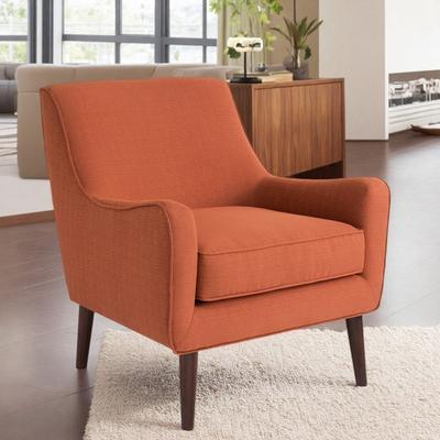 "30"" Polyester Mid-Century Accent Chair with Tight Back and Removable Cushion and Tapered Wood Legs"