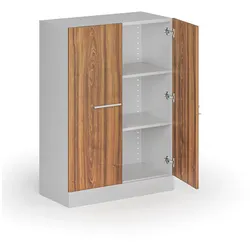 Metall-Aktenschrank mit Holztüren, zerlegt, 1150 x 800 x 400 mm, Nussbaum
