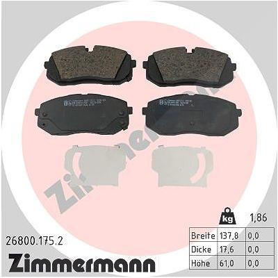 Zimmermann Bremsbelagsatz, Scheibenbremse [Hersteller-Nr. 26800.175.2] für Hyundai