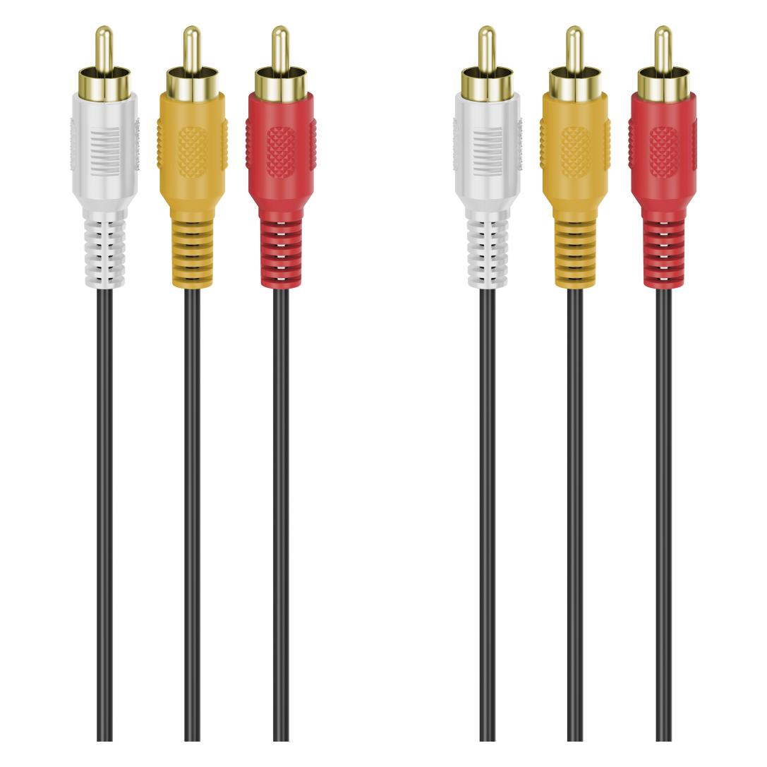 Hama Audio-/Video-Kabel, 3 Cinch-Stecker - 3 Cinch-Stecker, vergoldet, 3,0 m (3 m, Cinch Kabel) (00305014)