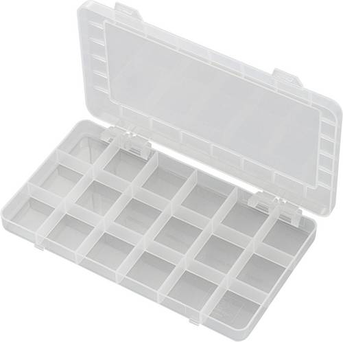 TRU COMPONENTS PP18-01 Sortimentskasten (L x B x H) 195 x 100 x 13mm Anzahl Fächer: 18 feste Unterteilung Inhalt 1St.