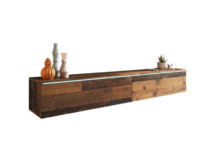 P & B Lowboard, Alteiche, Kunststoff, 180x30x33 cm, Fsc, Made in EU, stehend, hängend, Beleuchtung, in verschiedenen Holzdekoren erhältlich, Wohnzimmer, TV Möbel, Lowboards, Lowboards stehend