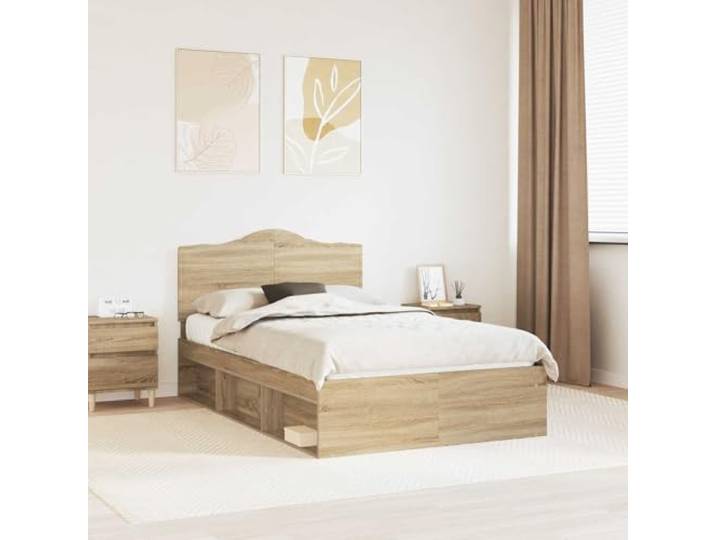 Massives Kiefernholz Kopfteil Modernes Bettgestell Standard 120 x 200 cm Bettrahmen Sonoma 120x200 cm Massives Kiefernholz Bettgestell mit Kopfteil Lattenrost Stabil und Langlebig Modernes Design