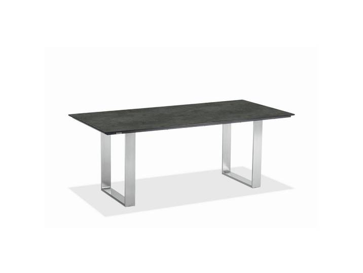 Niehoff Garden Gartentisch, Graphitfarben, Edelstahlfarben, Kunststoff, Betonoptik, rechteckig, Kufe, 95x76x180 cm, wetterbeständig, Gartenmöbel, Gartentisch, Gartentische