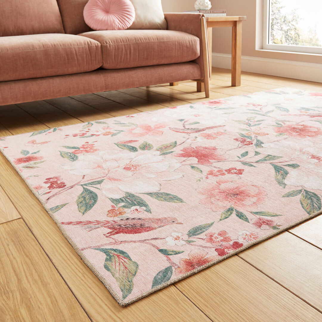 Catherine Lansfield Floral Digitally Printed 152cm X 230cm Area Rug Blush Rectangle 76 x 150 cm