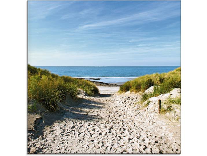 Glasbild ARTLAND Strand mit Sanddünen und Weg zur See , beige (farbe bild(er): naturfarben), B:20cm H:20cm, Bilder, Glasbild, in verschiedenen Grössen