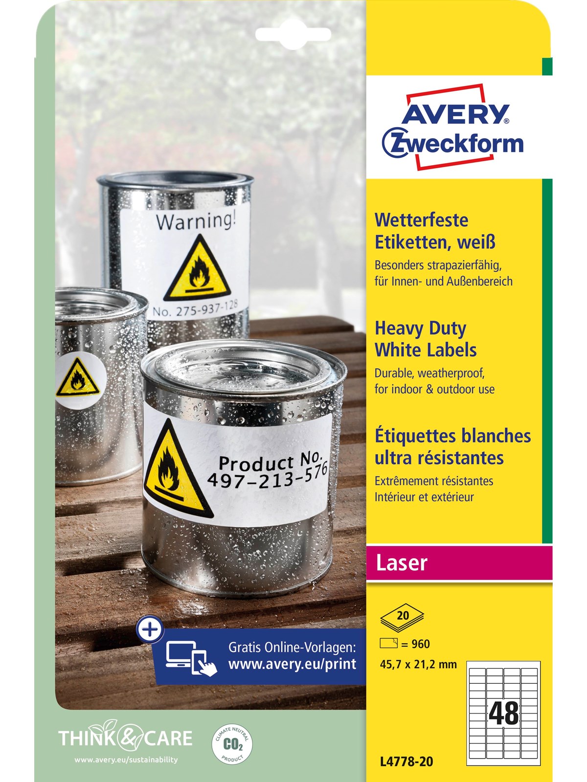Avery Heavy duty labels white suitable for in- and outdoor use (-20oC to +80oC)