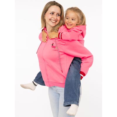 Sweatjacke ZWILLINGSHERZ "Très Bien", Damen, Gr. S, pink, Obermaterial: 50% Baumwolle, 50% Polyester, Sweatjacken Sweatjacke, Mini Me, süßes Dackelmotiv, gestreifte Ärmelbündchen, Kapuze, Zipper