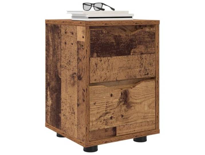 KTHLBRH Nachttische mit Schublade 2 Stück Altholz 30,5 x 30 x 43 cm Mehrschichtholz, höhenverstellbar, 2 Schubladen, stabil, pflegeleicht, Schlafzimmer