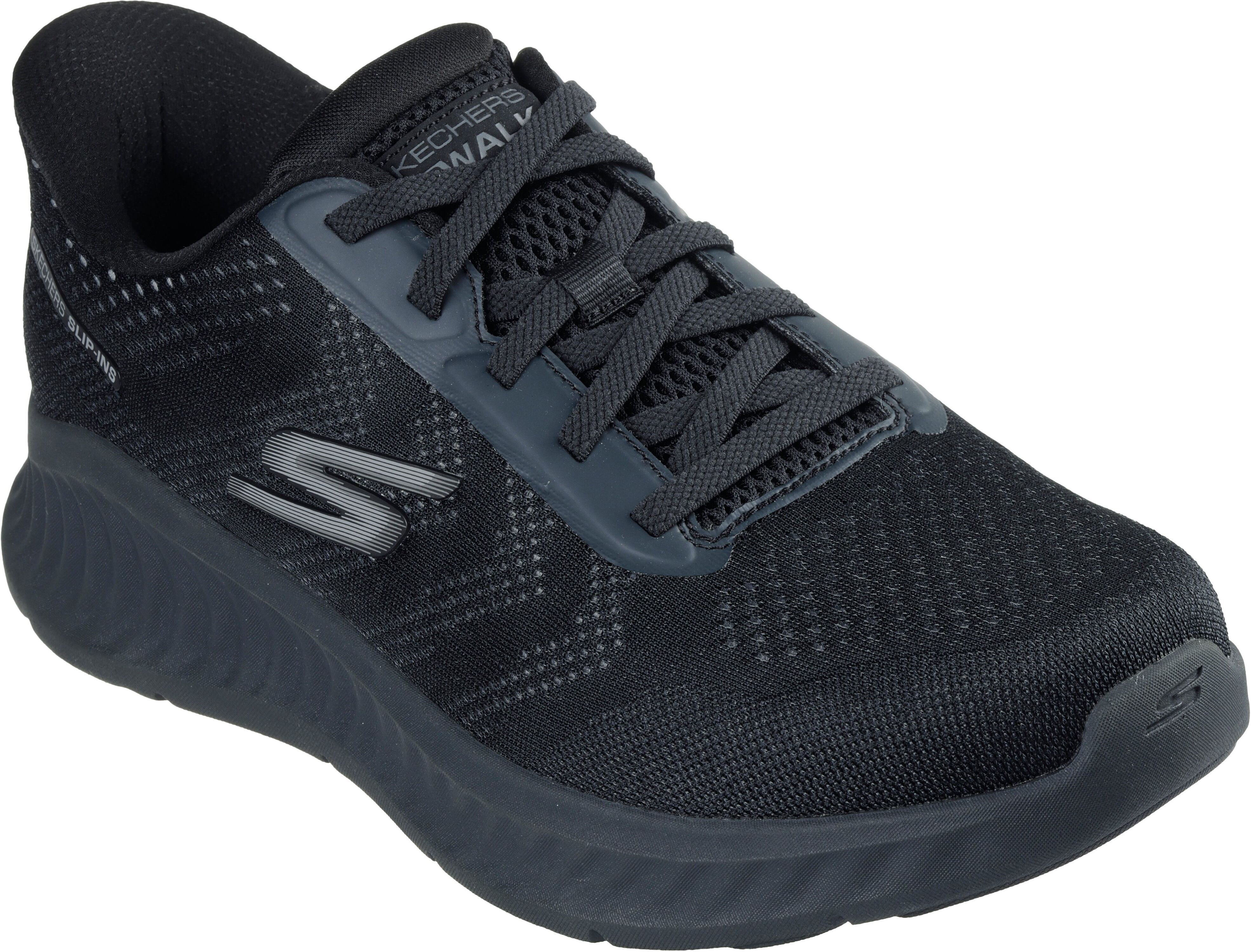 Slip-On Sneaker SKECHERS "GO WALK NOW-PAYTON", Herren, Gr. 40, schwarz, Textil, unifarben, Schuhe Slip-On Sneaker, Trainingsschuh, Schnürschuh mit Handsfree Slip-ins schwarz 40