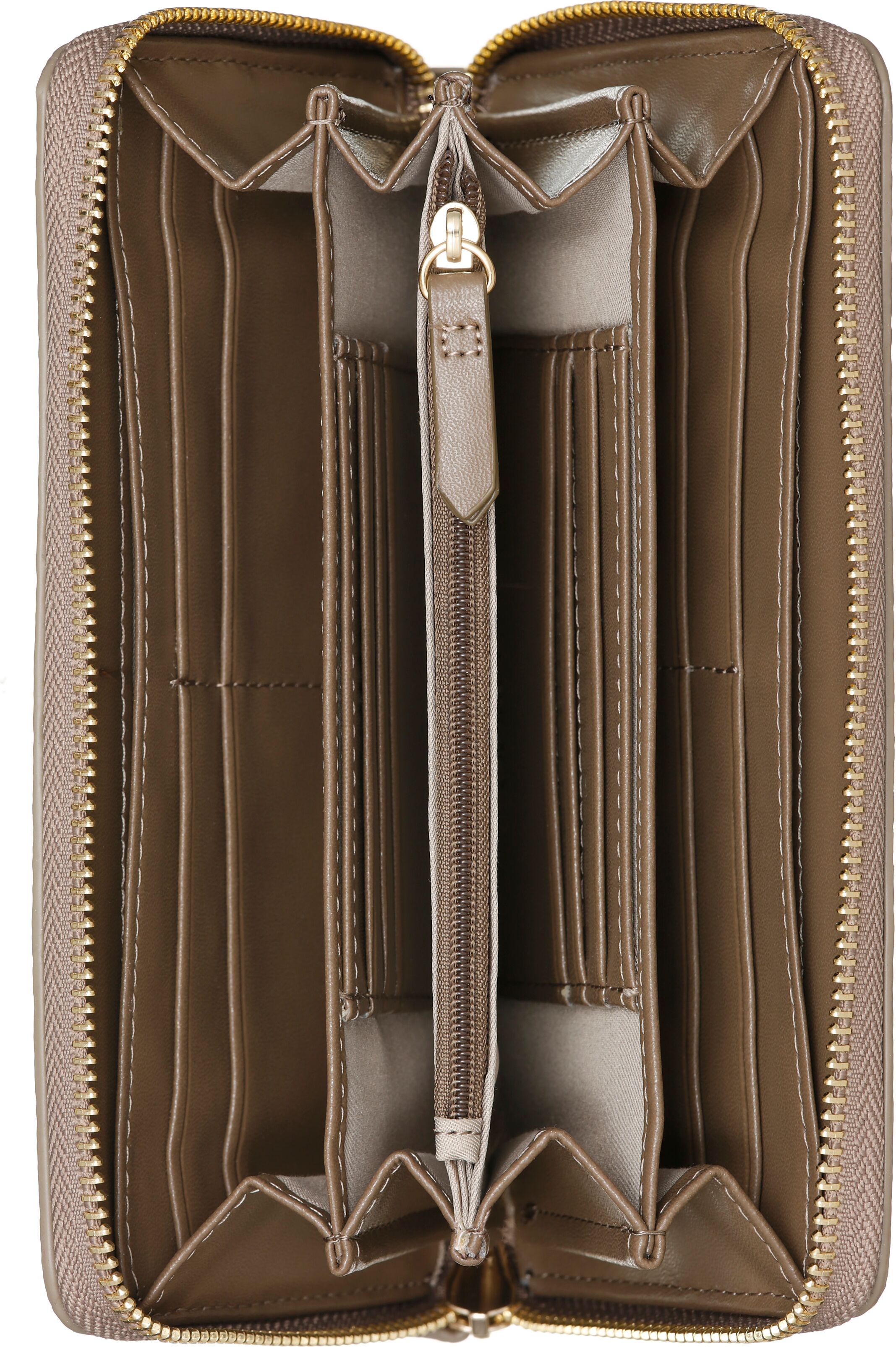 Geldbörse VALENTINO BAGS "DIVINA", Damen, grau (taupe), Lederimitat, Kleinlederwaren Geldbörse, Geldbeutel Portemonnaie Damenbörse taupe Einheitsgröße