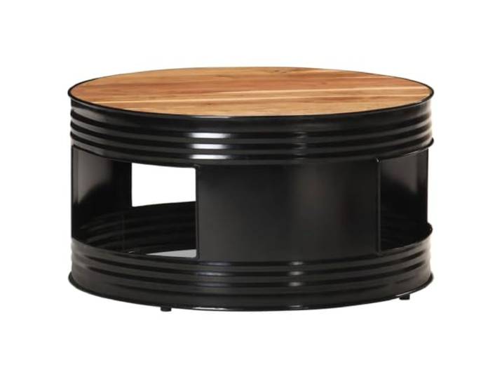 Roanoer Couchtisch Schwarz 68x36cm Akazie Massivholz Rund Stylischer Beistelltisch aus Echtholz und Metall für Wohnzimmer oder Büro, sofort nutzbar ohne jeglichen Aufbau.