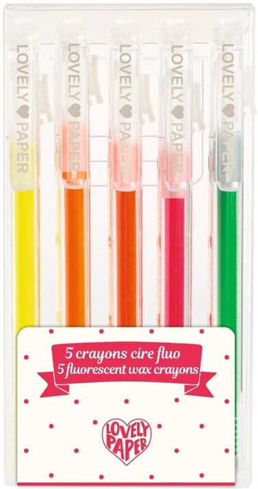 5 Crayons Cire Fluo Lovely Paper - Djeco