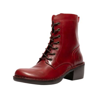 Schnürstiefelette FLY LONDON "Fly London Stiefelette Leder", Damen, Gr. 36, rot, Leder, Schuhe Schnürstiefelette