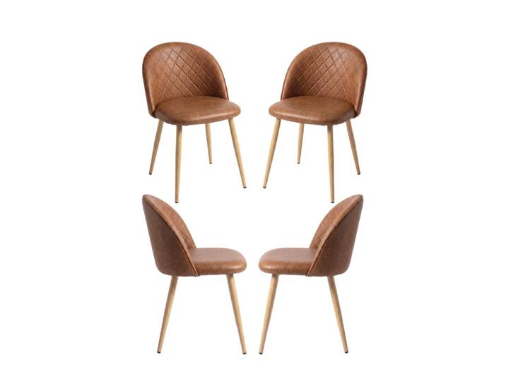 4er Set Vint Kunstleder Stühle - Diamant Brun
