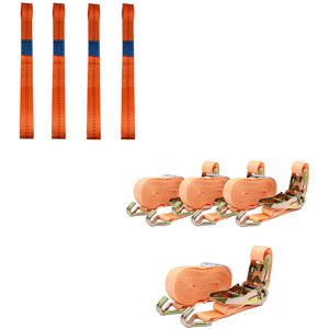Trutzholm Spanngurt 39573, orange, für Motorradtransport, 800 kg Zurrkraft, DIN EN 12195-2, 25 mm x 6 m, 8-teilig
