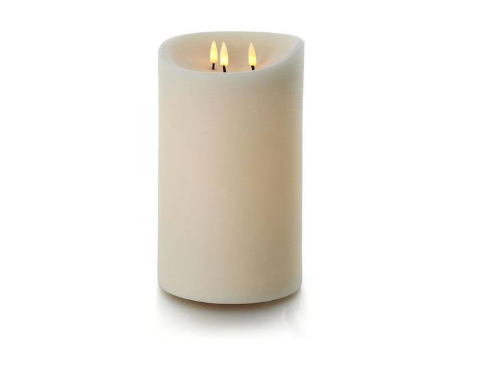 LED-Kerze, beige, H:25cm Ø:15cm, Wachs, Kerzen, LED-Kerze