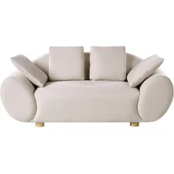 2-SITZER-SOFA Stoff Hellbeige Ringel