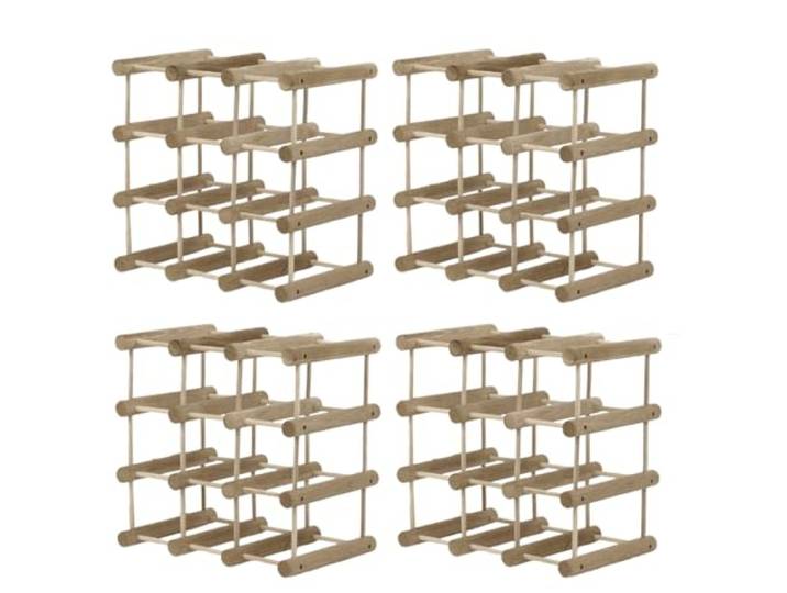 MODO24 Weinregal Modular Eiche Massivholz 56 Flaschen, 4 Module, Nat. geölt Modulares Flaschenregal & Weinständer aus Eichenholz, ModAbm 36x36x24 cm, Getränkeregal & Flaschenständer für Küche