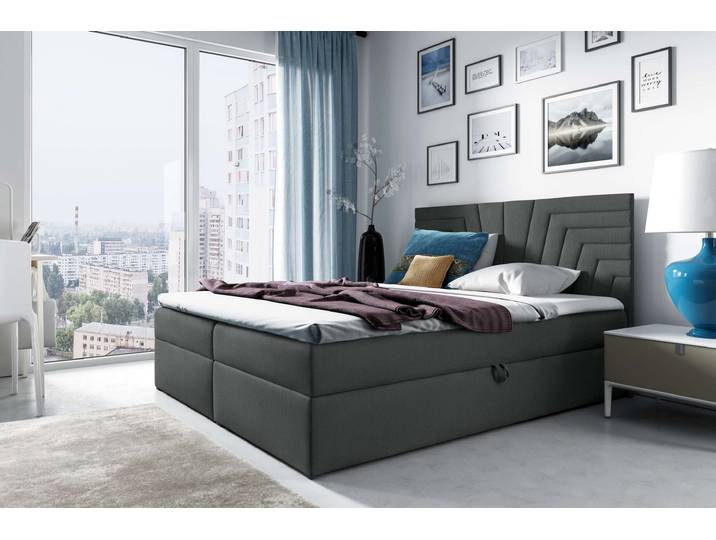 Gilberto Boxspringbett 140x200 cm Strukturstoff INARI Dunkelgrau