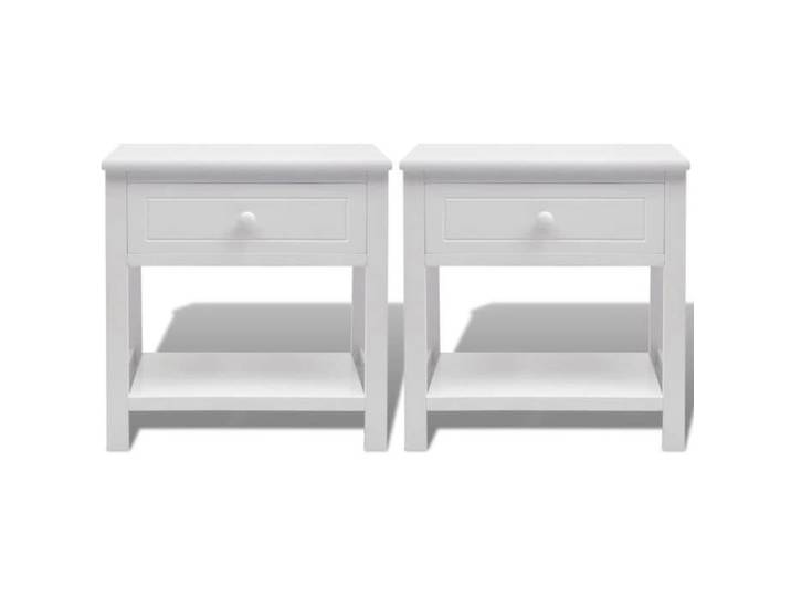 {Blanc}Table moderne - Table de chevet/lit - Lot de 2 - Bois Blanc - Cadre robuste_6862