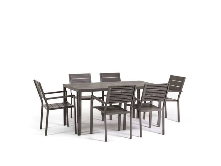 Ensemble de jardin - THOMAS - Table rectangulaire - 6 chaises ADELE - Acier - Polyéthylène