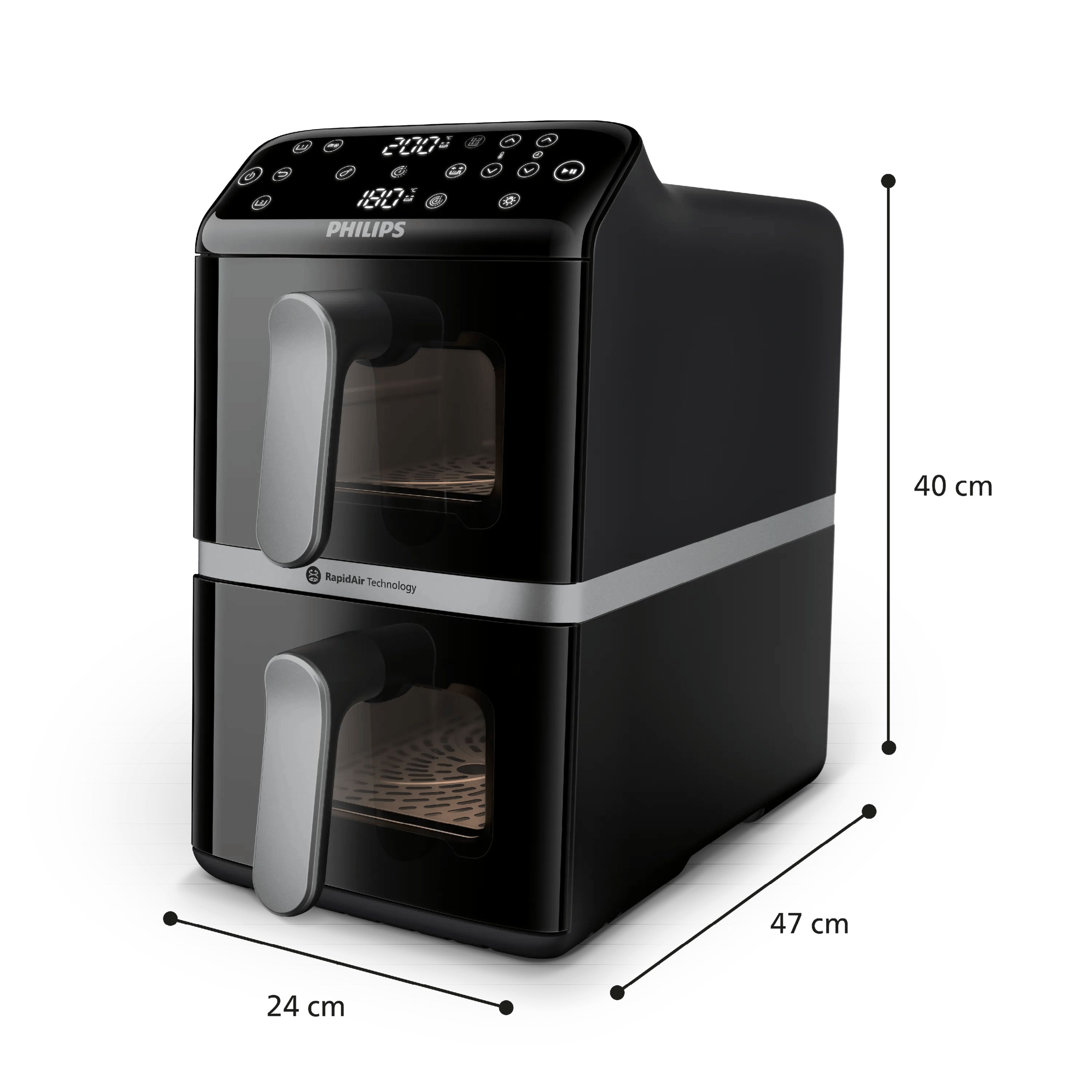 Philips Series 4000 NA461/00 Doppel Heißluftfritteuse 10 l 2750 W (Schwarz/Silber)