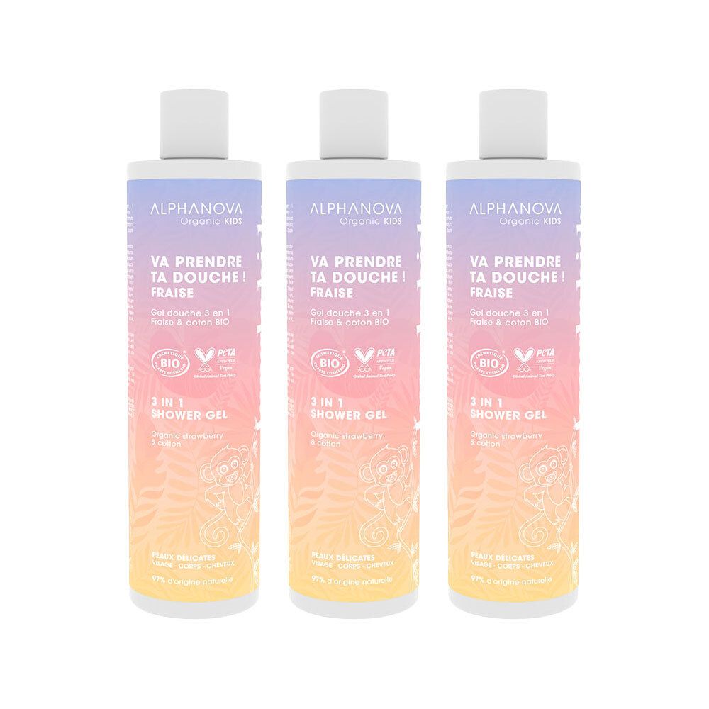 Alphanova Kids 3-in-1 Duschgel Erdbeere x3 3x250 ml
