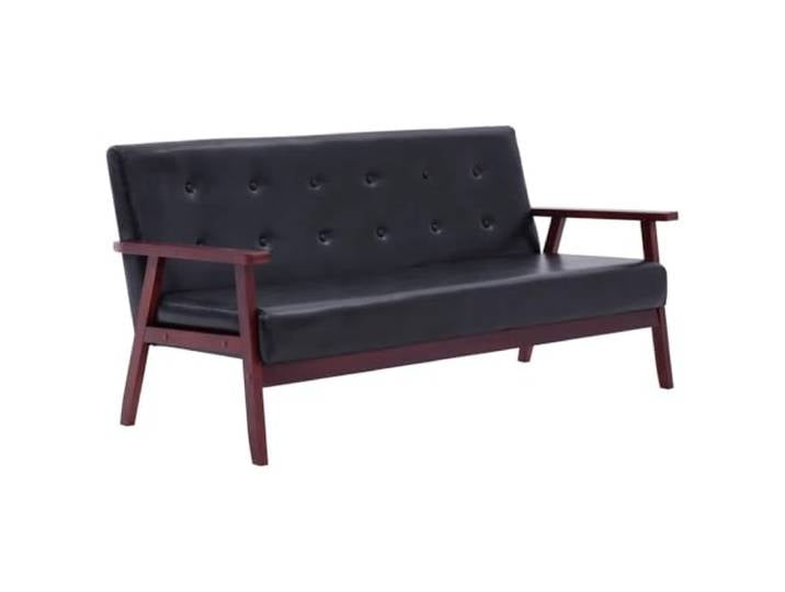 GHVBNMF Retro 3-Sitzer Sofa Schwarz Kunstleder 158x67cm Couch Ideal für Wohnzimmer und Arbeitszimmer: Pflegeleichtes Kunstledersofa mit stabilem Holzrahmen für gemütliche Stunden.