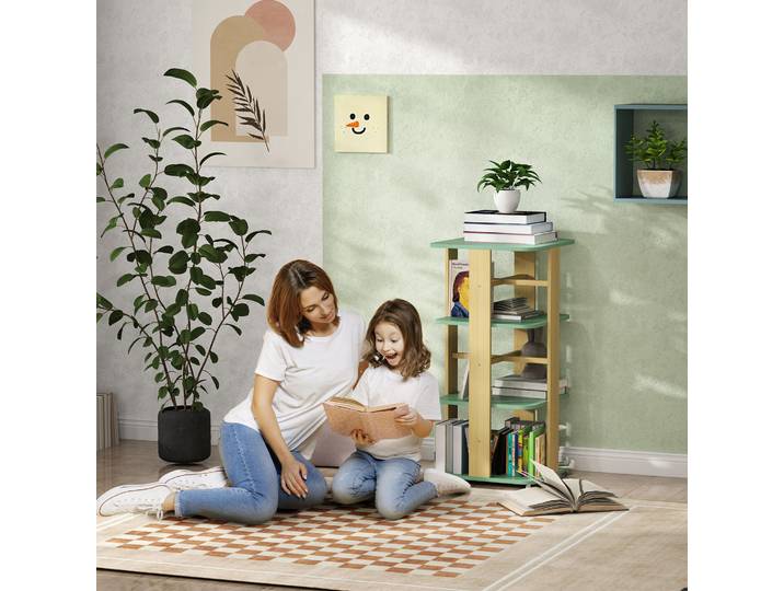AIYAPLAY Bibliothèque Enfant 3 Niveaux avec Roulettes Vert