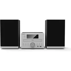 Thomson MIC122BT Home-Stereoanlage Heim-Audio-Mikrosystem (FM, Bluetooth), Radio, Schwarz, Silber