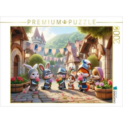 CALVENDO Puzzle Das Frühlingsfest der kleinen Ritter: Farbenfrohe Freuden | 2000 Teile Lege-Größe 90x67cm Foto-Puzzle für glückliche Stunden