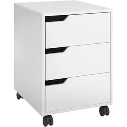 HOMCOM Aktenschrank 3 Schubladen Rollen mobiler vertikaler Druckerständer Stauraum Home Office Weiß