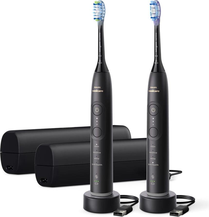 Philips Sonicare 7100 series Series 7100 HX7429/03 Wiederaufladbare Zahnbürste, Erwachsener, Schallzahnbürste, Sensibel, Zahnfleischpflege, Whitening, 62000 Bewegungen pro Minute, Schwarz, 2 min, 4 x 30 sec