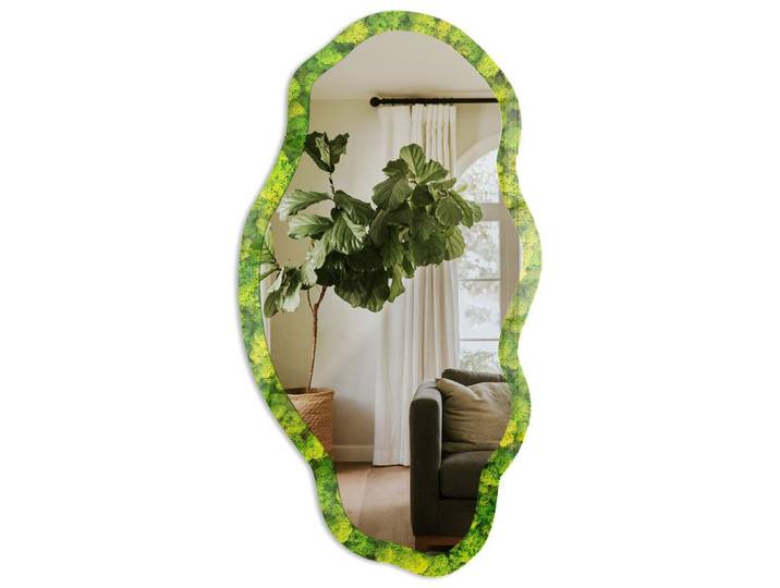SPIEGEL 90x45 cm asymmetrisch mit Druck - Grünes Moos