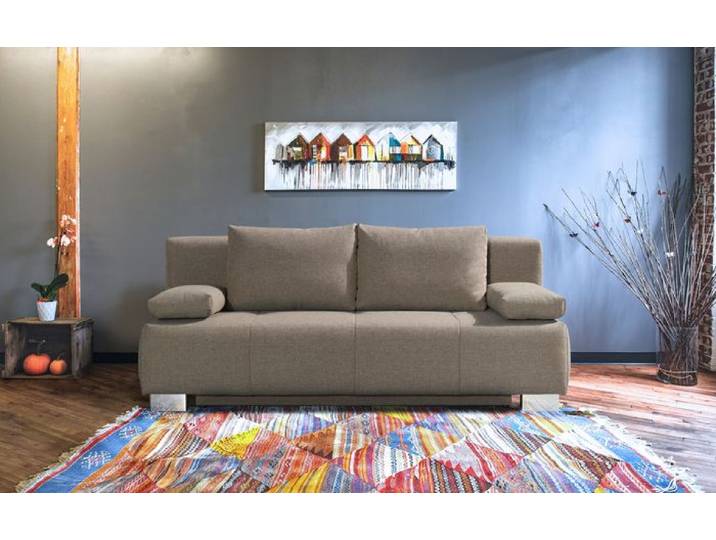 Schlafsofa Atina Hellbraun Stoff Schlafcouch