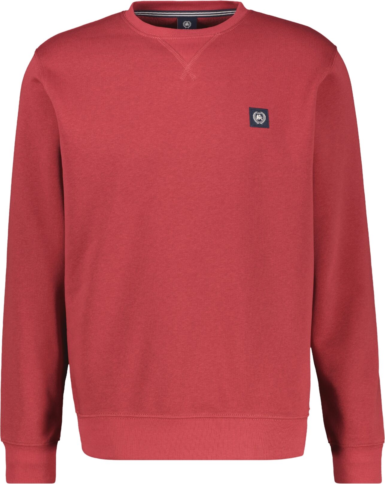 Sweatshirt LERROS, Herren, Gr. M, rot (muted rot), Sweatware, Obermaterial: 50% Baumwolle, 50% Polyester, normal hüftbedeckend, Rundhals, Bündchen, Sweatshirts Sweatshirt, mit Logo-Badge muted rot M