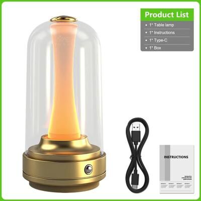 Uplift Picks Rechargeable Candle Mood Lamp With Touch Control For Cozy Room Decor gold (a) usb Rechargeable