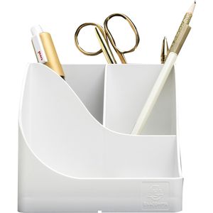 Exacompta Stiftehalter Pen Wave AutentiK, 69513D, Recycling-Kunststoff, 5 Fächer, weiß