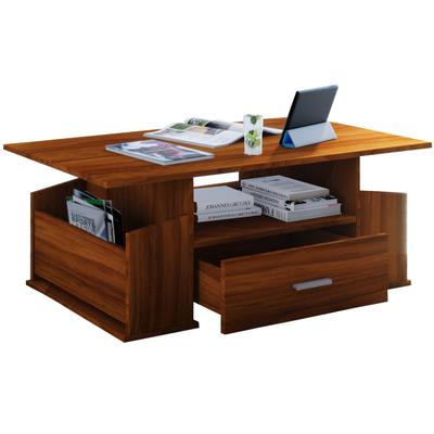 Couchtisch VCM "Holz Sofatisch Couchtisch Schublade Junata", braun (kern, nussbaum), B:110cm T:52cm, Tische, Couchtisch