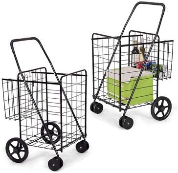 Utility Folding Easy-storage Shopping Cart with Swivel Wheels