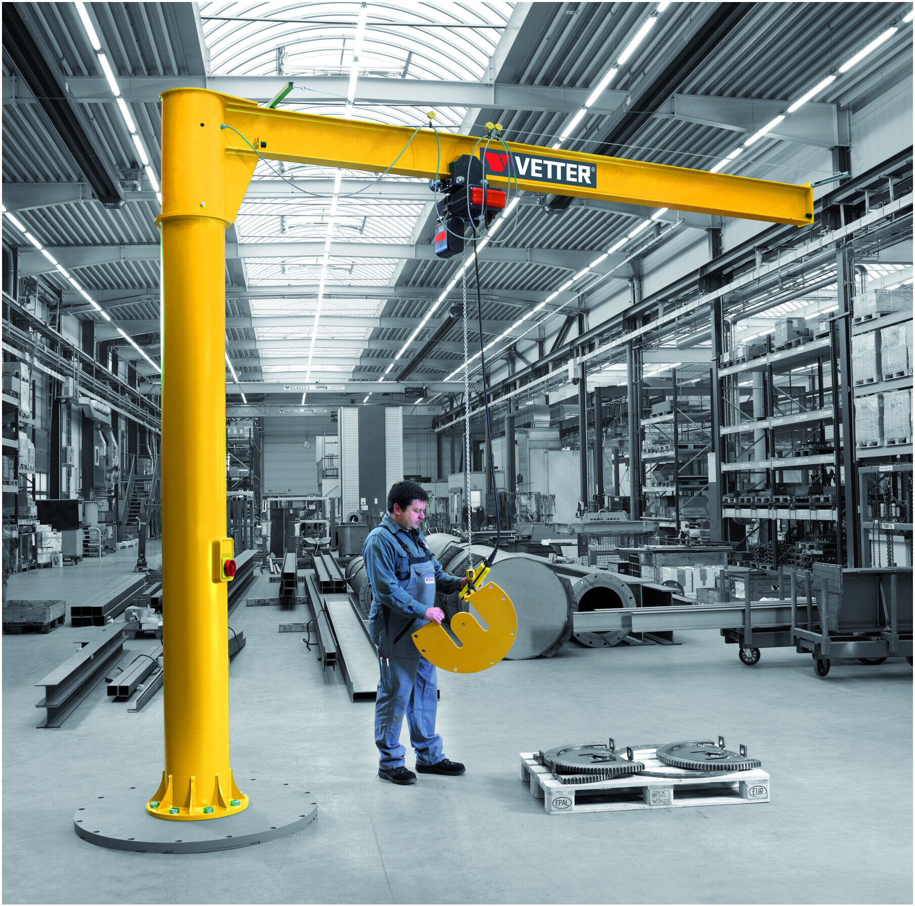 Vetter Säulenschwenkkran PRIMUS Verbundanker-System Elektrokettenzug 125kg, 6,0m ; VETTER Krantechnik (PR1,25-6,0+VAS2+SiXX1F-HF)