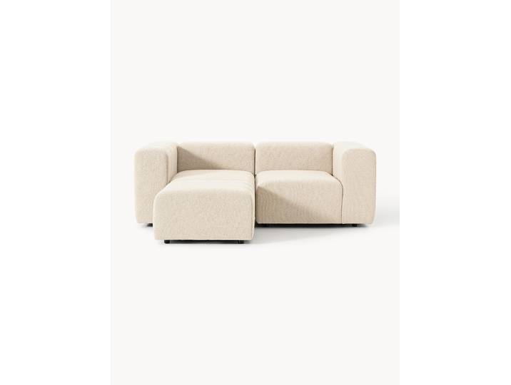 Canapé modulable 2 places en bouclette avec pouf (gauche/droite) Lena