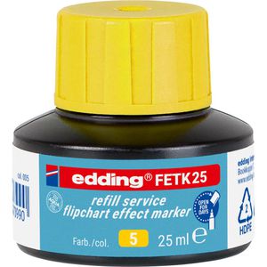 Edding Nachfülltusche FETK25, gelb, für Flipchartmarker, mit Kapillarsystem, 25ml